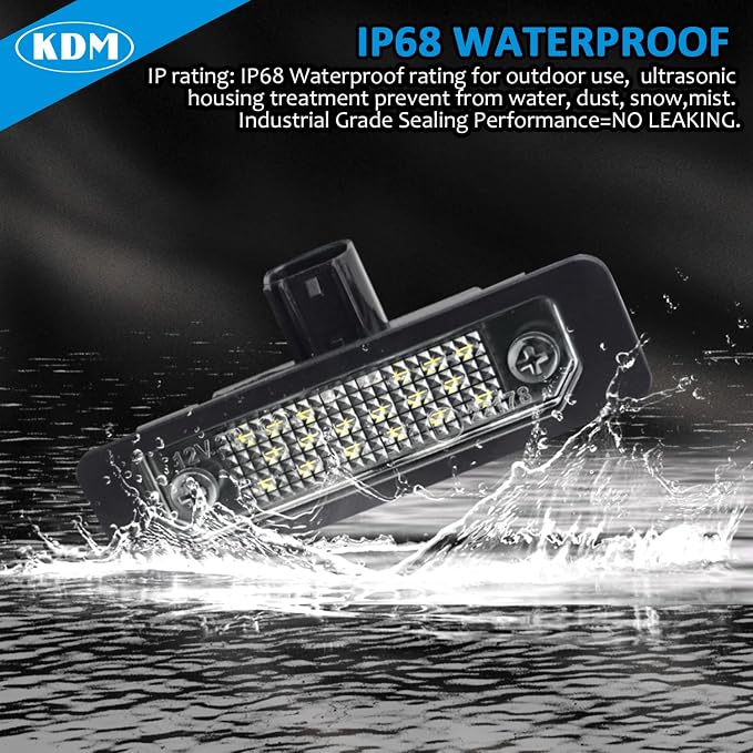 KDM LED License Number Plate Light Assembly Fit for Ford Mustang 2010-2014,Fusion 2006-2012,Taurus 2010-2019,Flex Focus Lincoln Mercury Rear Bumper Tag Lamp Replacement 6000K Bright White,2Pack
