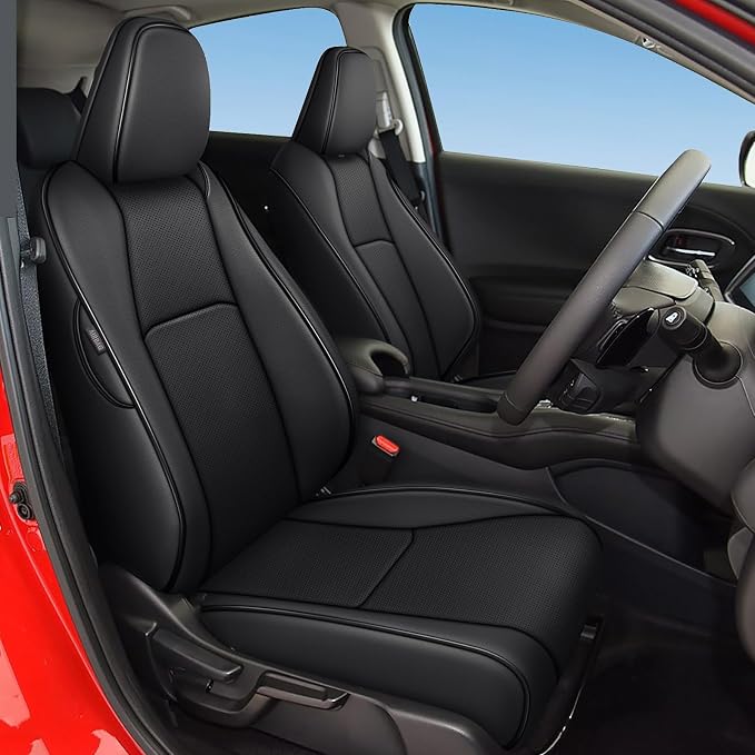 AOMSAZTO Seat Covers for Honda HRV 2019-2022 Sport/EX/EXL/Touring | Custom Fit for HR-V 2019 2020 2021 2022(Not for LX),Waterproof Anti-Slip -Full set Faux Leather Black