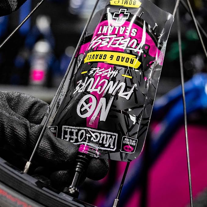 Muc-Off Road & Gravel Tubeless Tire Sealant | High-Pressure Puncture Sealant for Road & Gravel Bikes | Seals Holes up to 7mm | Works Up to 110 PSI