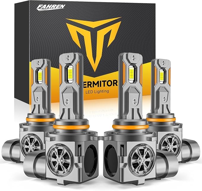 Termitor Premium 9005 HB3 9006 HB4 Fog Light Bulb | 150,000LM Brightness,8.5k+ Hrs Lifespan,6500K Cool White,1:1 Size Fog Lights,3min Install,Pack of 4