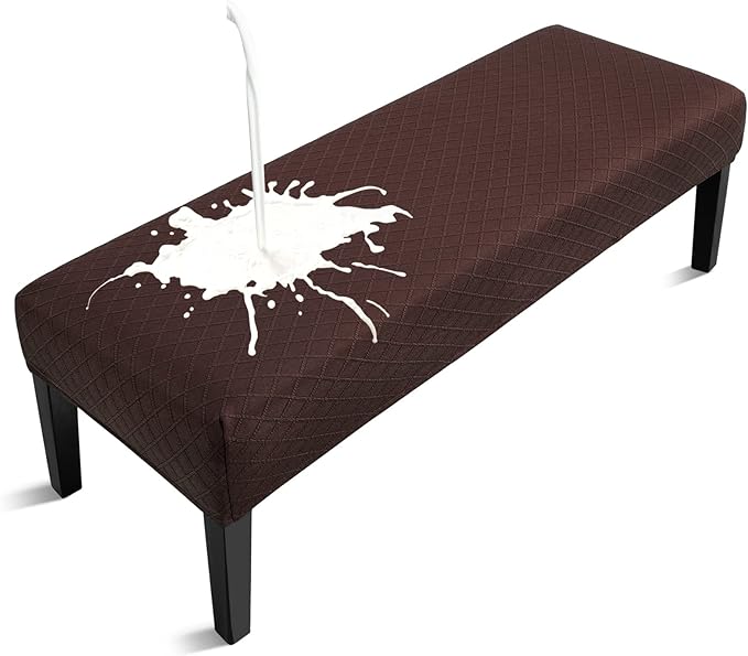 Fuloon Waterproof Dining Bench Cover, Removable Bench Slipcover Washable Bench Seat Protector Cover for Living Room, Bedroom, Kitchen (Chocolate)