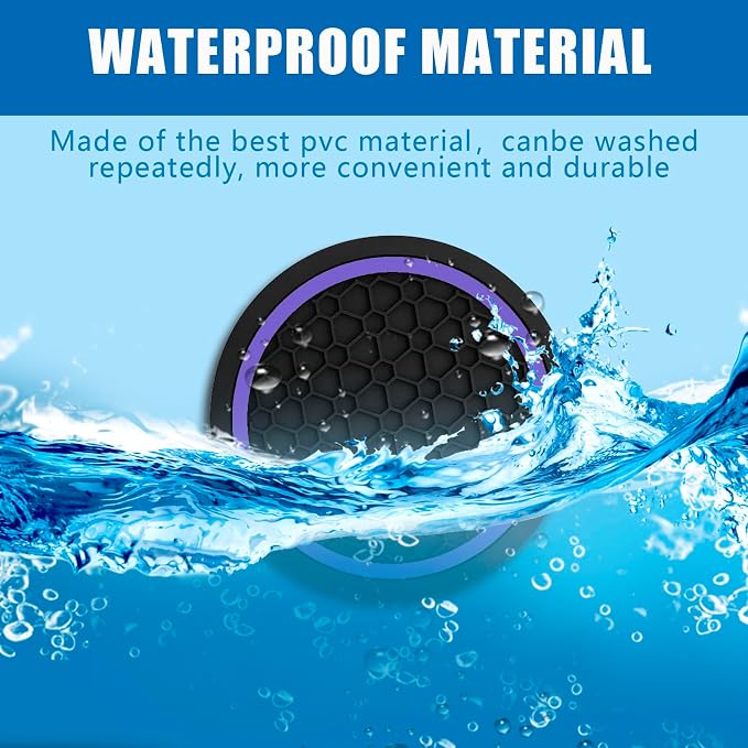 Car Cup Holder Coasters, Dustproof Automotive Interior Accessories Mat,2.75 Inch Non-Slip Insert Water Bottle Holder Pads, Universal for Vehicles, Trucks, RVs and More (Black/Purple, 2PCS)