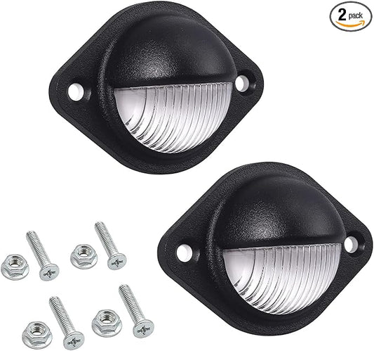 Justech 2 PCS 3LEDs License Plate Light, 12V 24V Waterproof Number Plate Lights, Universal Tag Lights for License Plates Tag Lamps Assembly for Trucks, SUV, Trailers, Van, RV, Boats - Black