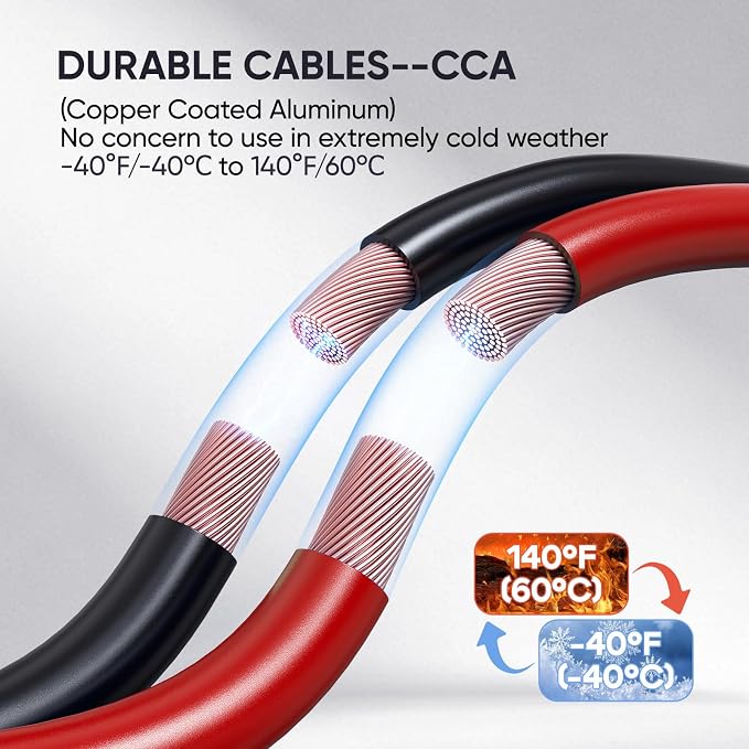 NOONE Jumper Cables for Car Battery, Heavy Duty Automotive Booster Cables for Jump Starting Dead or Weak Batteries (10-Feet)