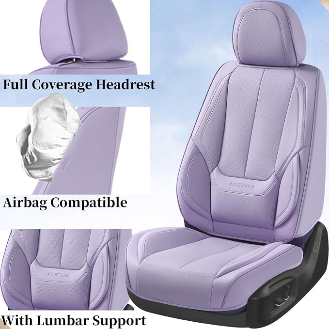 Coverado Car Seat Covers, Seat Covers for Cars, Waterproof Leather Auto Seat Protectors, Leather Car Seat Cushion, Car Interiors Accessories Universal Fit for Most Cars