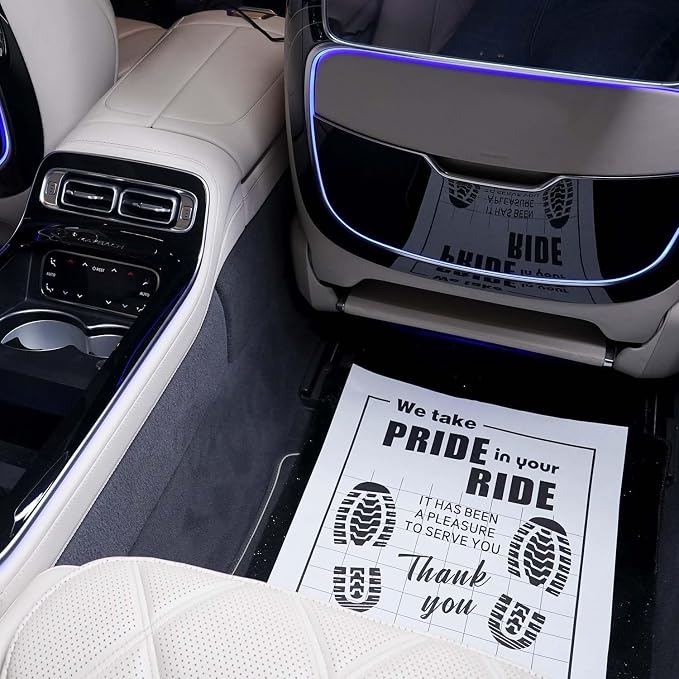 50Pcs Paper Floor Mats for Cars, Disposable White Automotive Floor Mats Kraft Paper, Waterproof Car Foot Pads Protective Papers, Thank You Mats for Car Detailing, Auto Dealership (20" x 16")