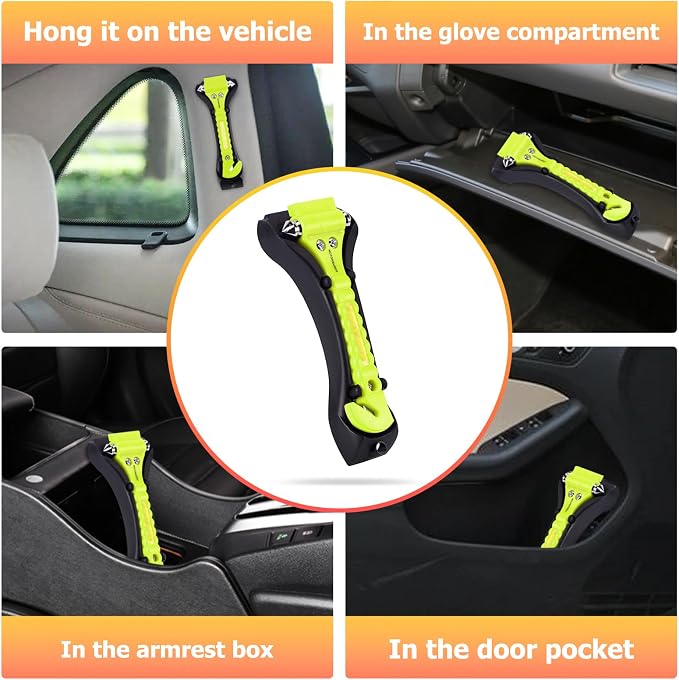MOTORBUDDY 2-Pack Car Safety Hammer Seatbelt Cutter,Auto Emengency Escape Tool with Windows Glass Breaker, Escape Tool for Car Accidents,Grow in The Dark