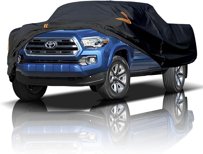 Waterproof Truck Cover, Heavy Duty Car Cover, Exterior Guard for Hyundai Santa Cruz, Ford Maverick, All Weather Dustproof Snow Shield for Outdoor Use,Fit Truck-Length (Up to 213")
