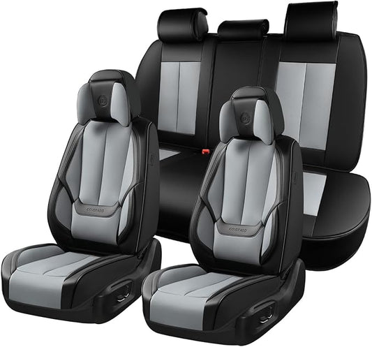 Coverado Car Seat Covers, Seat Covers for Cars, Waterproof Leather Auto Seat Protectors, Leather Car Seat Cushion, Car Interiors Accessories Universal Fit for Most Cars