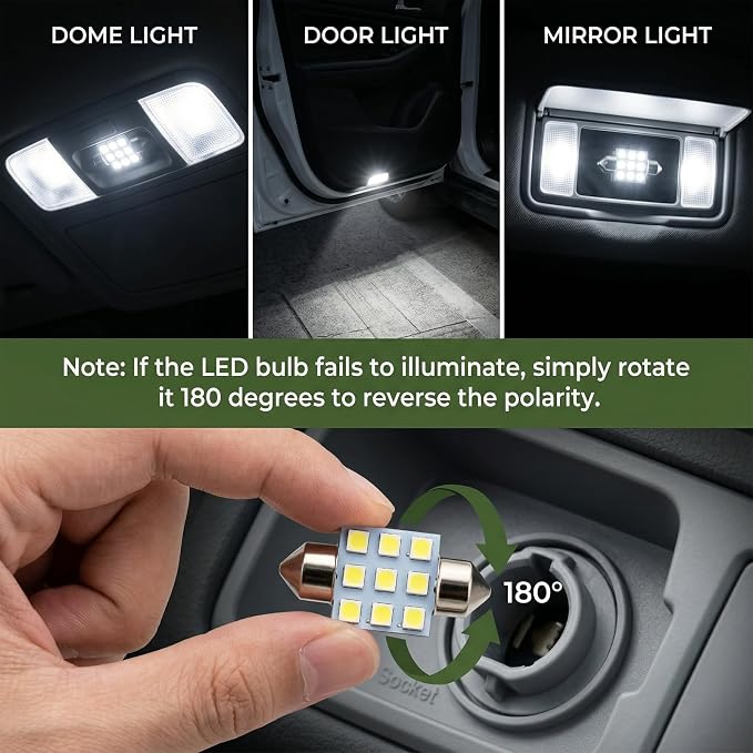 24 PCS LED Car Interior Bulb Kit, Dome Light Fits 194 T10 DE3175 578 31mm 42mm Size Replacement for Map License Plate Door Side Marker Cornering Trunk Lights (White)