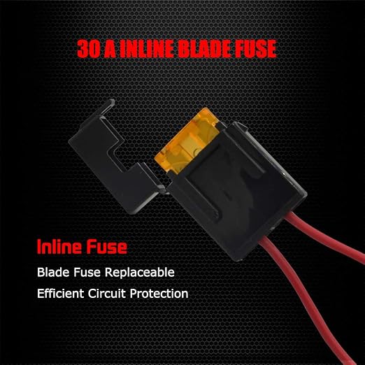 Ampper 4 Lead Wiring Harness for LED Rock Lights, LED Rock Light Pod Wiring Harness Kit with 2 Extension Wires, Relay, Fuse and Switch