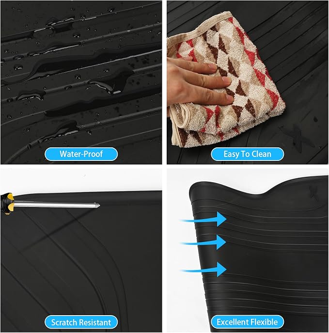 Car Floor Mats Custom Fit for BMW X5 F15 2014-2018,X6 F16 2015-2019 Full Black Rubber Auto Liner Mats All Weather Protection Heavy Duty Odorless
