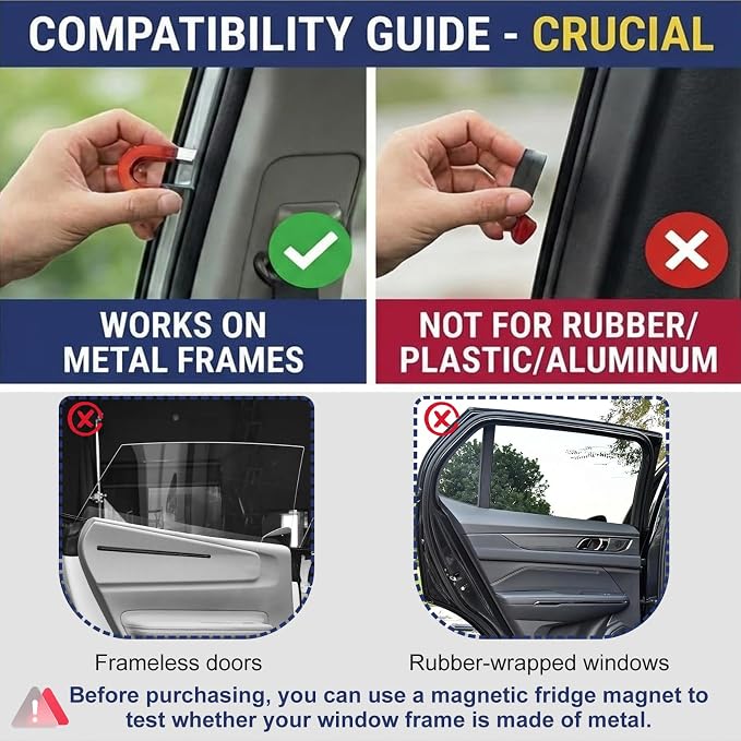 XCBYT Car Window Shades for Side Windows, 4 Pack, Cooling & Privacy | Reflective cooling & privacy for camping and work break. Fits iron frames only; measure first. May not fully cover large SUVs