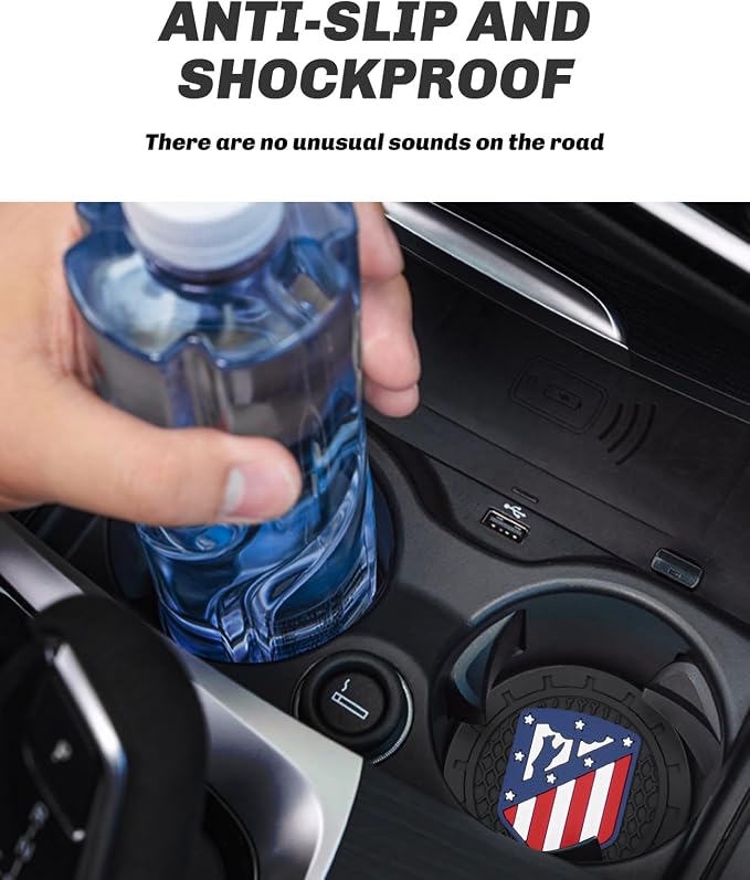 Cup Holder Insert Coaster for Atletico Madrid UEFA UCL Fans,Anti Slip Car Cup Coaster Interior Accessories