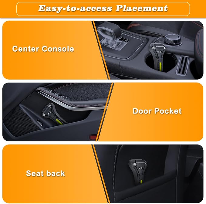 THINKWORK Car Window Breaker, Glass Breaker, Window Breaker Seatbelt Cutter, 2-in-1 Car Safety Hammer with One Second Emergency Glass Hammer, Safety Emergency Car Escape Tool for Car, Office, Home