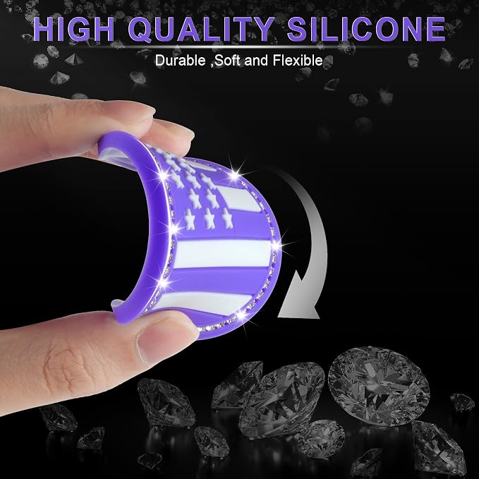 JUSTTOP Bling Car Cup Holder Coaster,4PCS American Flag Cup Holder Insert,Universal Non-Slip Cup Holders,Car Accessories Interior for Women and Man(Purple)