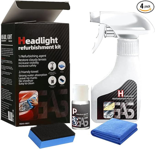 LOYOTICE Automotive Headlamp Restoration Fluid Kit, Upgrade Headlight Restoration Kit, Multifunctional Car Headlight Polishing, Headlight Cleaner and Restorer Coating Kit for All Vehicle Types