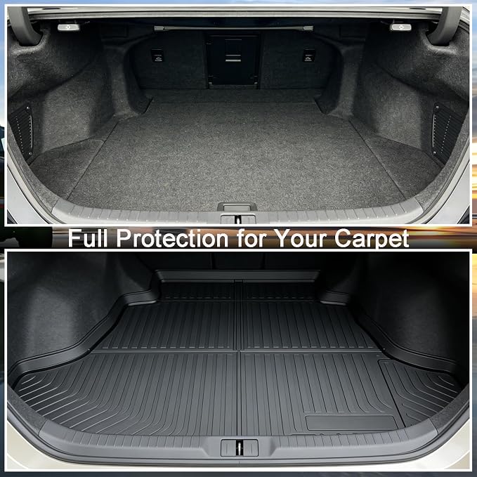 Aiqiying Floor Mats＆Cargo Liners Compatible with Toyota Camry 2018-2024 FWD Models, Non Hybrid or AWD，All Weather Waterproof Durable Custom-Fit Front Rear Full Set Carpet Protection TPE Accessories
