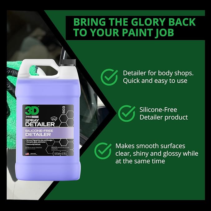 3D Spray Detailer - Silicone-Free Body Shop Detailer Spray for Freshly Painted Vehicles 1 Gallon