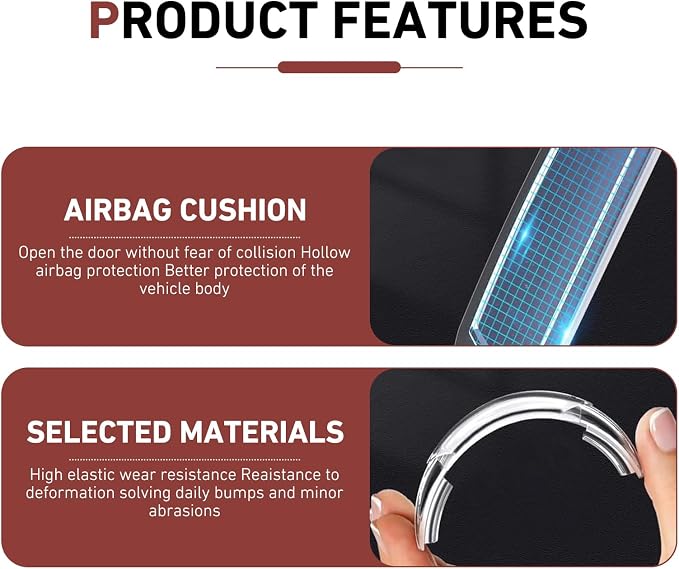 4PCS Car Door Edge Guards, Car Door Anti-Collision Strips, Self-Adhesive Car Door Protector Edge Guards with Airbag, Universal Protection Decorative Covers (Transparent)