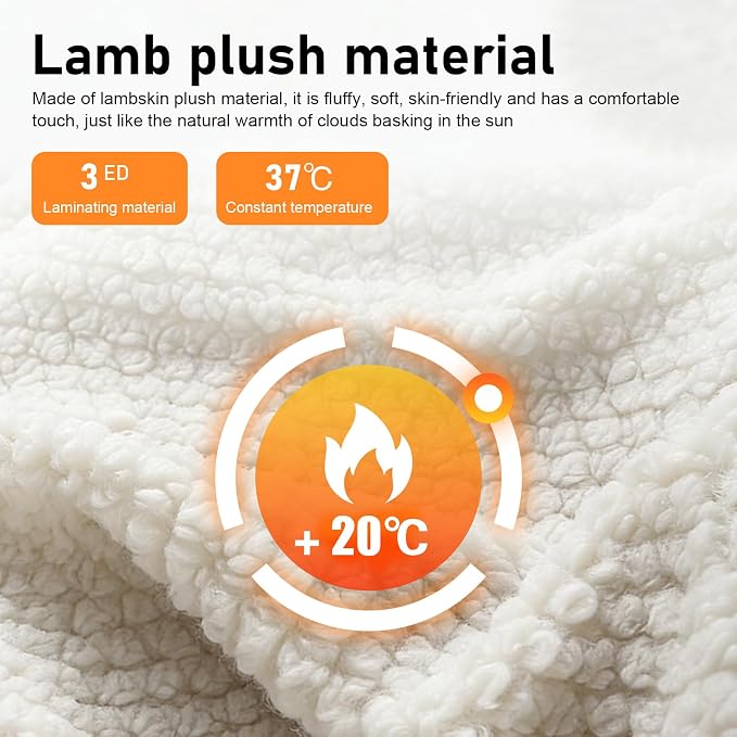 Fuzzy Warm Steering Wheel Cover for Winter, Soft Faux Lamb Fleece with Anti-Slip Inner Ring, 14.96" Inner Diameter Cozy Protective Driving Cover, Universal for Most Cars (White)