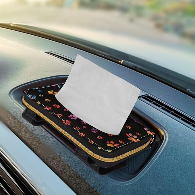 Universal Car Sun Visor Tissue Holder Paws PU Leather Tissue Box Holder Car Visor Backseat Case Holder Tissue Holder for Backseat