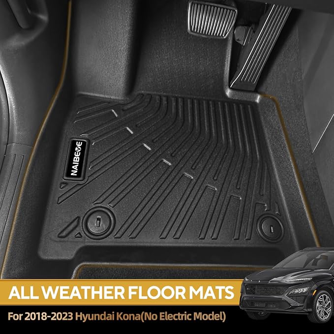 Naibeve Floor Mats for 2018-2023 Hyundai Kona | All Weather Custom Fit Floor Mats, Cargo Mat, Backrest Mats, No Electric Interior Protector accessories