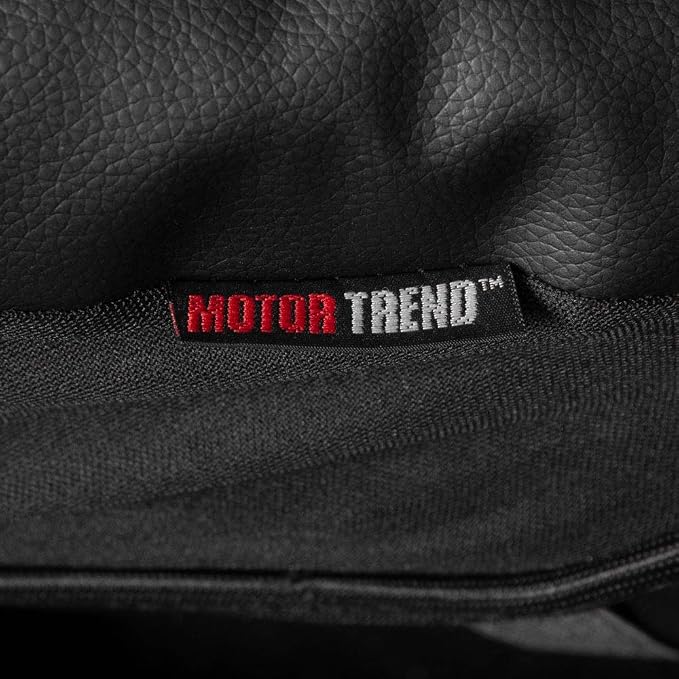 Motor Trend Black Stitched Faux Leather Car Seat Covers – Premium Automotive Bucket Front Seat Covers, Made for Vehicles with Removable Headrests, Fits Most Car Truck SUV