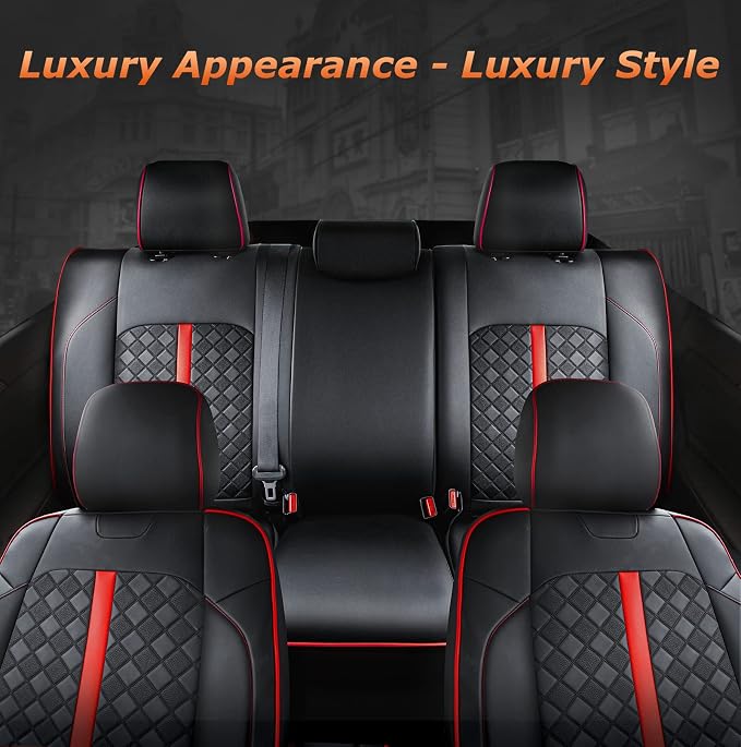 Carlimeki Leather Seat Covers Custom Fit for Tacoma Gen 3rd (2016-2023) | For Double & Crew Cab only - Fits SR, SR5, Limited, TRD Pro, TRD Sport, TRD Off-Road, Trail Special Edition - Fully Covered
