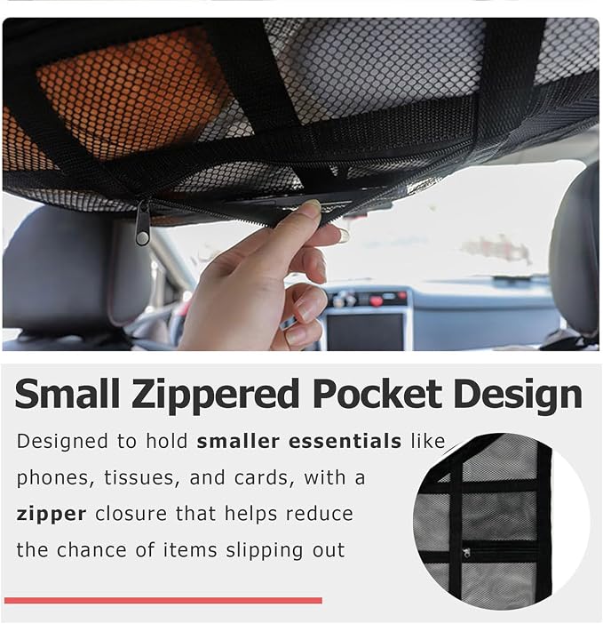 Car Ceiling Cargo Net for Honda Accord Sedan 4-Door 2008-2012 | Interior Overhead Cargo Net Adjustable Road Trip Space Saver Accessory