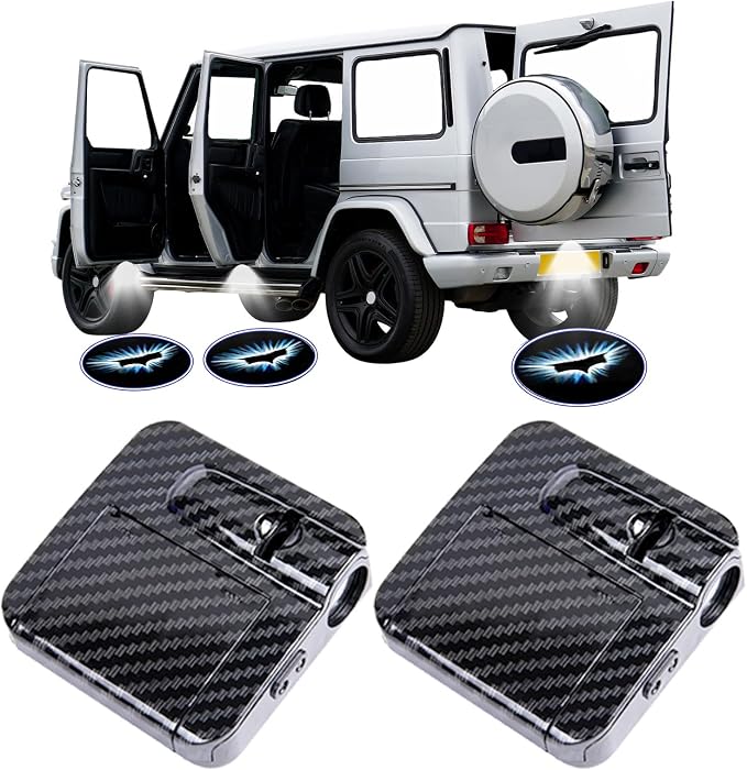 2 PCS Car Door Lights - Logo Projector Universal Wireless Car Door Led Projector Lights Carbon Fibre Upgraded Welcome Shadow Light for All Brands Car/Motorcycle Shadow Laser Projector