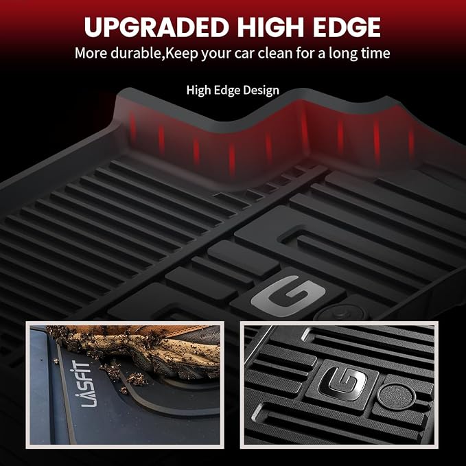 LASFIT Floor Mats & Cargo Mat for Mercedes Benz G Class 2026 2025 2024 2023 2019-2022 G550 / G580 / G63 AMG SUV, All Weather TPE Custom Fit Car Mats for G Class, 1st & 2nd Row Floor Liners & Trunk Mat