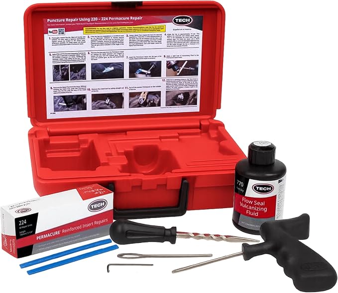 TECH Permacure Truck Tire Plug Kit – Ideal Tools and Flat Tire Fix for Trucks, Tractors, and Large Tires (40 Heavy-Duty Plugs for Emergency Tire Patch and Puncture Repair)