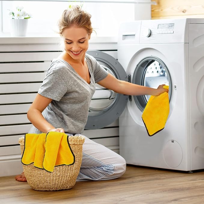 Tallew 120 Pcs Yellow Microfiber Towels: 16"x16" Microfiber Drying Towels Bulk Micro Fiber Car Cleaning Cloth for Cars Drying Washing Polishing Cleaning Household Supplies