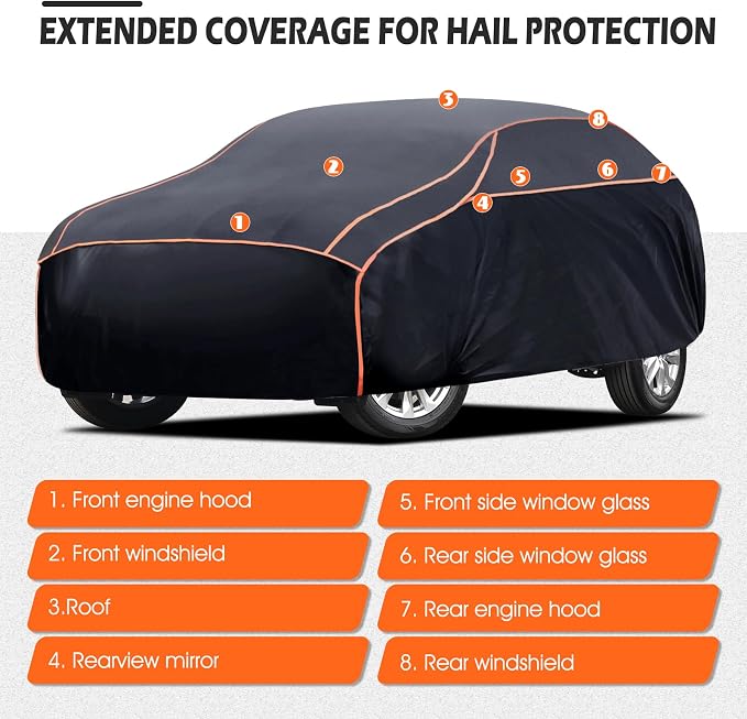 Hail Protector Car Cover, Waterproof EVA Thickened Car Hail Protector SUV Size A7 Fit for Toyota Highlander, Honda Pilot, Nissan Pathfinder, BMW X5/X6 (191-201 inch)
