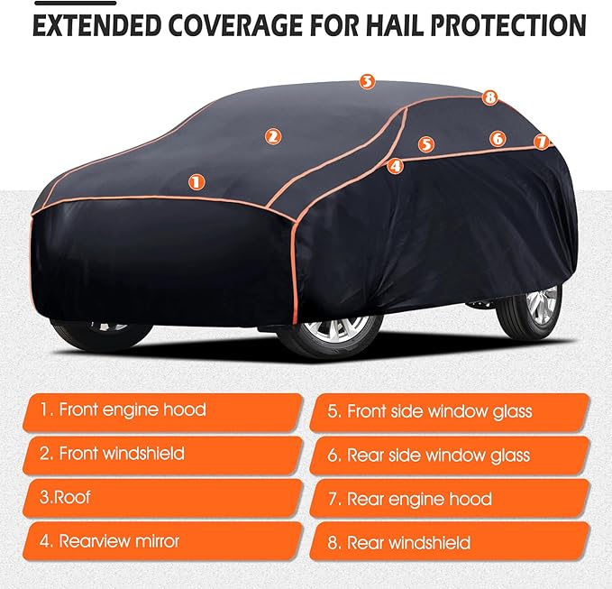Hail Protector Car Cover, Waterproof EVA Thickened Car Hail Protector SUV Size A6 Fit for Toyota RAV4 /4Runner, Honda CRV, Hyundai Santa Fe, Audi Q5 (182-190 inch)