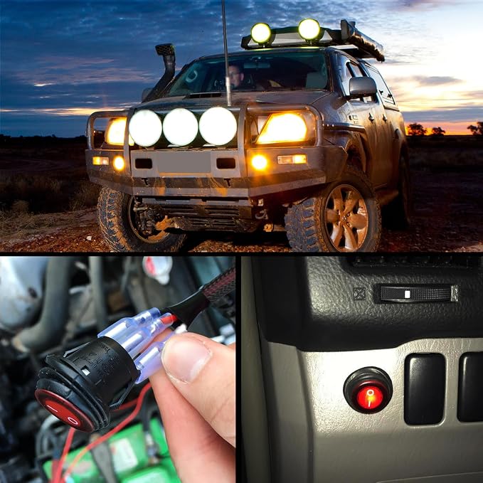 Nilight Wiring Harness Kit Nylon 16 AWG 2 Leads 12 V On Off Switch Power Relay Blade Fuse for LED Light Bar Off Road Lights on Cars Jeep Boat Trucks