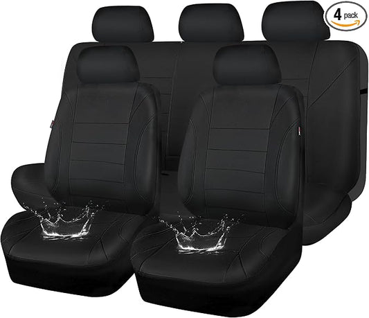 CAR PASS Neoprene Waterproof Seat Covers, Universal Fit Black Full Sets, Protective Interior Covers for Auto SUV, Vans, Sedans, Trucks