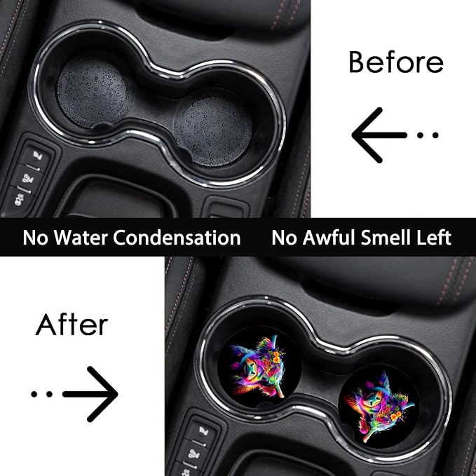 2 Pack Highland Cow Car Cup Holder Coasters Universal Neoprene Coasters | 2.75" Universal Size Anti Slip Rubber Mat,Auto Cup Holder Decal Decor Accessories for SUV Truck,Cow Gifts for Women Men Mom