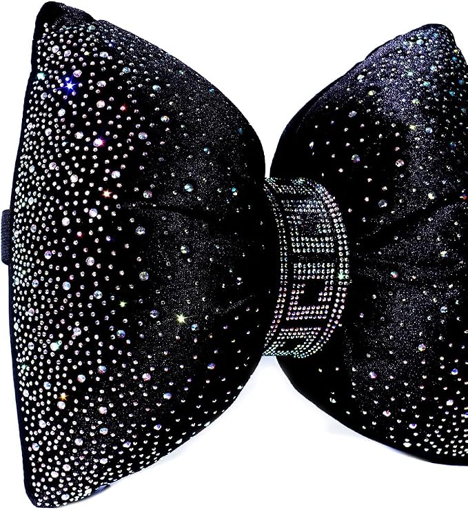 Carwales Bow Neck Support Pillow for Driving Seat Travel Head Rest Sparkly Bling Car Accessories Sparkly Rhinestone Headrest Black 2pcs for Women Men