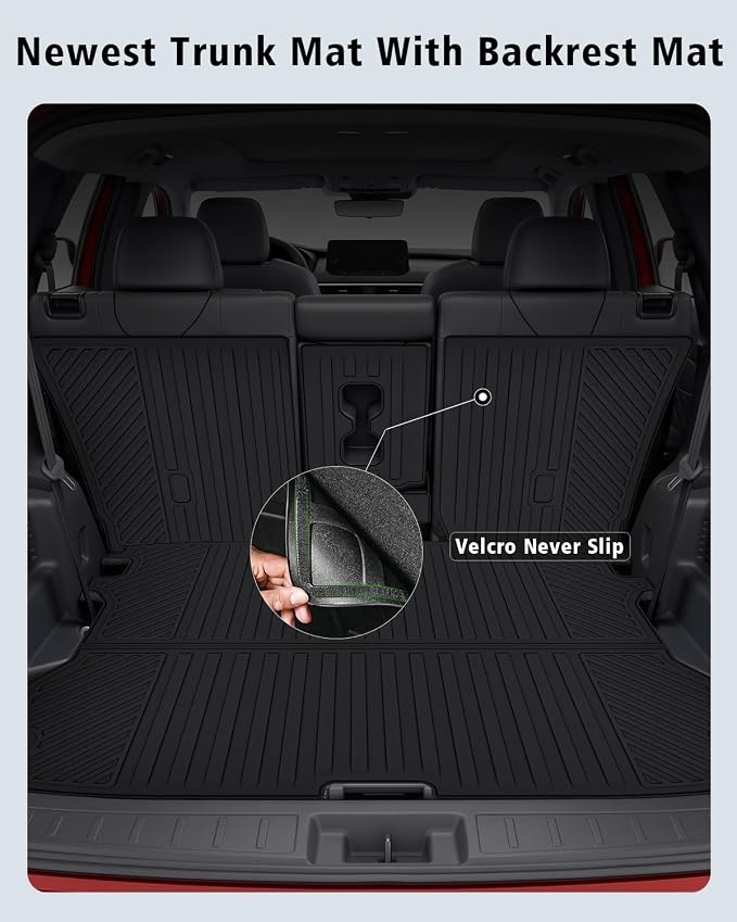 Floor Mats Custom Fit for Nissan Rogue PHEV 2026 7-Seater, All Weather TPE Cargo Liner with Backrest Protector, Full Set Trunk Mat for Rogue PHEV Accessories, Black