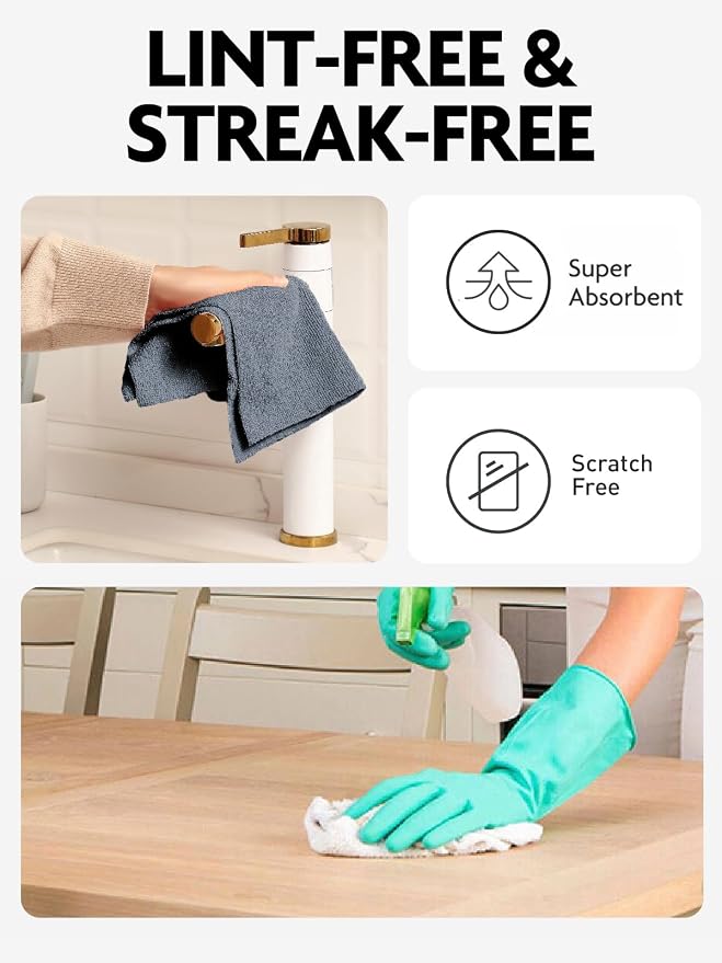Fantasticlean Microfiber Cleaning Cloth Rolls -150 Sheets (White, Dimgrey) | 12'' by 12'', Super Absorbent, Lint-free, Tear-away Microfiber Towel Roll, for All-Purpose Cleaning