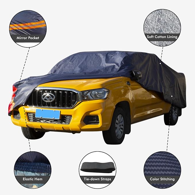 Truck Cover Waterproof All Weather for Automobiles, 6 Layers Outdoor Full Exterior Cover Rain Sun UV Snowproof Protection (Length Up to 250 inch)