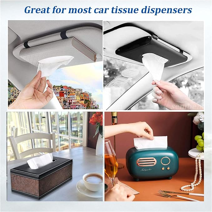 Car Tissue, Auto Visor Tissues Refills for Cars Tissues Case, Napkin Holder Refill, Nice Tissue for Sun Visor Box, Car Travel Napkin, Soft and Smooth, 3-Ply, 12 Packets, 360 Sheets