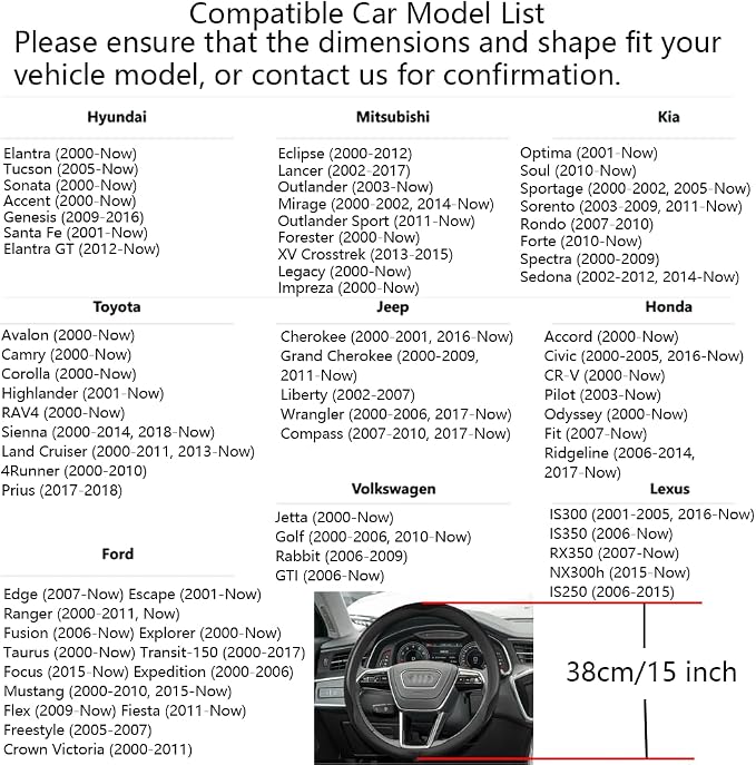 38cm Car Steering Wheel Cover, Universal 15 inch, Microfiber Breathable Ice Silk,Warm in Winter and Cool in Summer, Anti-Slip, Odorless, Easy to Install