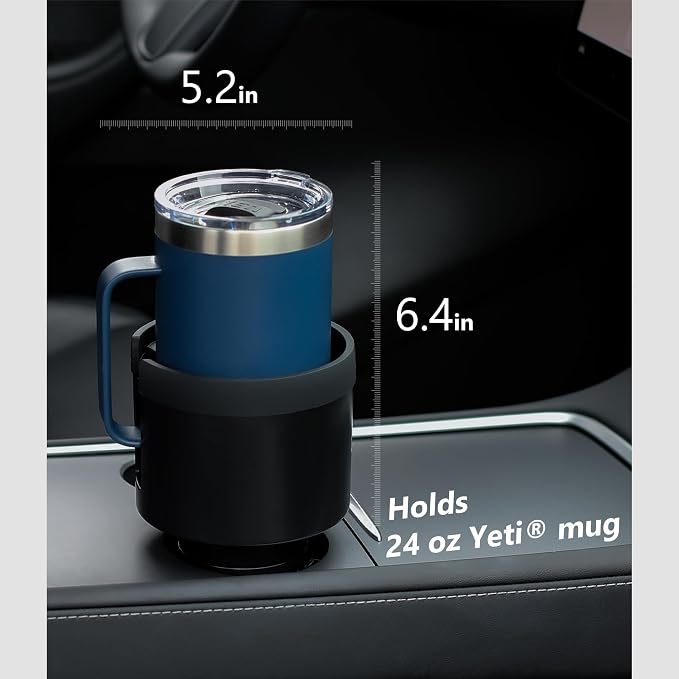Seven Sparta 2 Pack Car Cup Holder Expander with Offset Adjustable Base, Compatible with Hydro Flasks 32/40 Ounce, Compatible with Yeti Ramblers 20/26/30 Ounce, Other Bottles in 3.4"-3.8" (Black)
