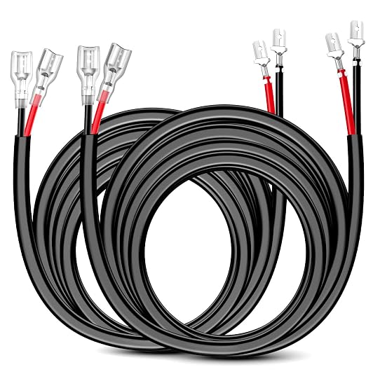 Nilight 2PCS 16 AWG 10 Feet Wiring Harness Extension Kit for LED Work Light Bar Led Pods Off Road Lights Driving Fog Light Boat Lighting, 2 Years Warranty,black