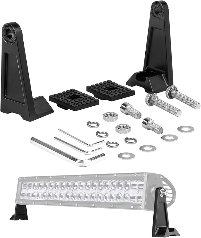Side Mounting Brackets, Muto-Beam Universal Side Bracket for LED Pods Light Bar Bracket Double Row Light Bar Brackets with Rubber Pad for Truck ATV UTV SUV Boat