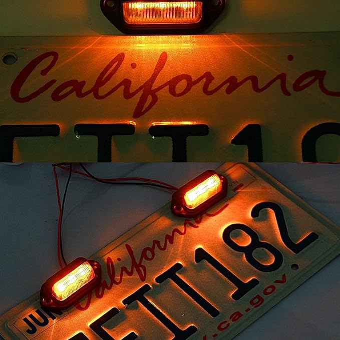 LivTee License Plate LED Light 2PCS, Universal 12V Waterproof Tag Lamp for Car Truck SUV RV Trailer Boat Van, Amber