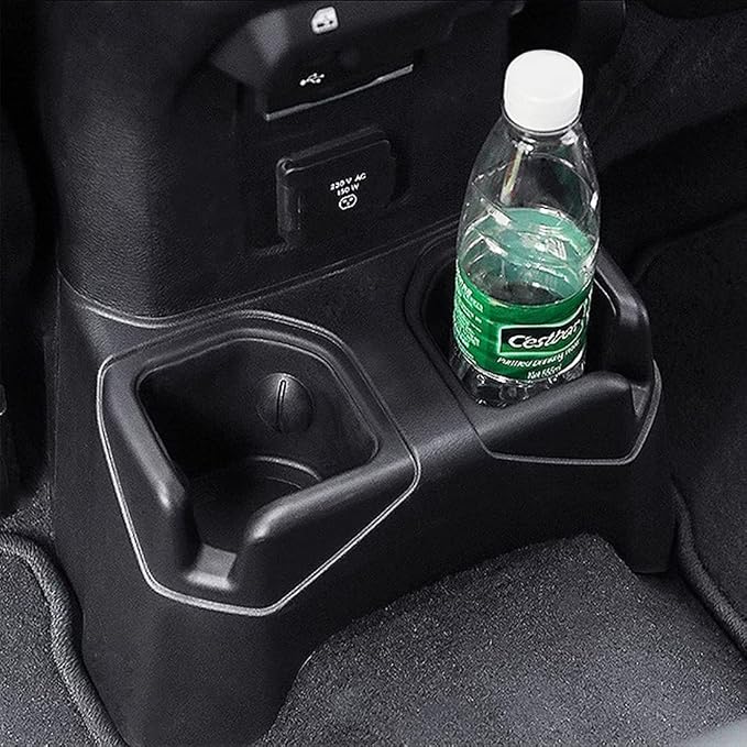 for Jeep JL Rear Cup Holder Back Seat Floor Console Mount Dual Drinks Water Bottle Beverage Holder for Jeep Wrangler JL and Gladiator JT 2018-2026